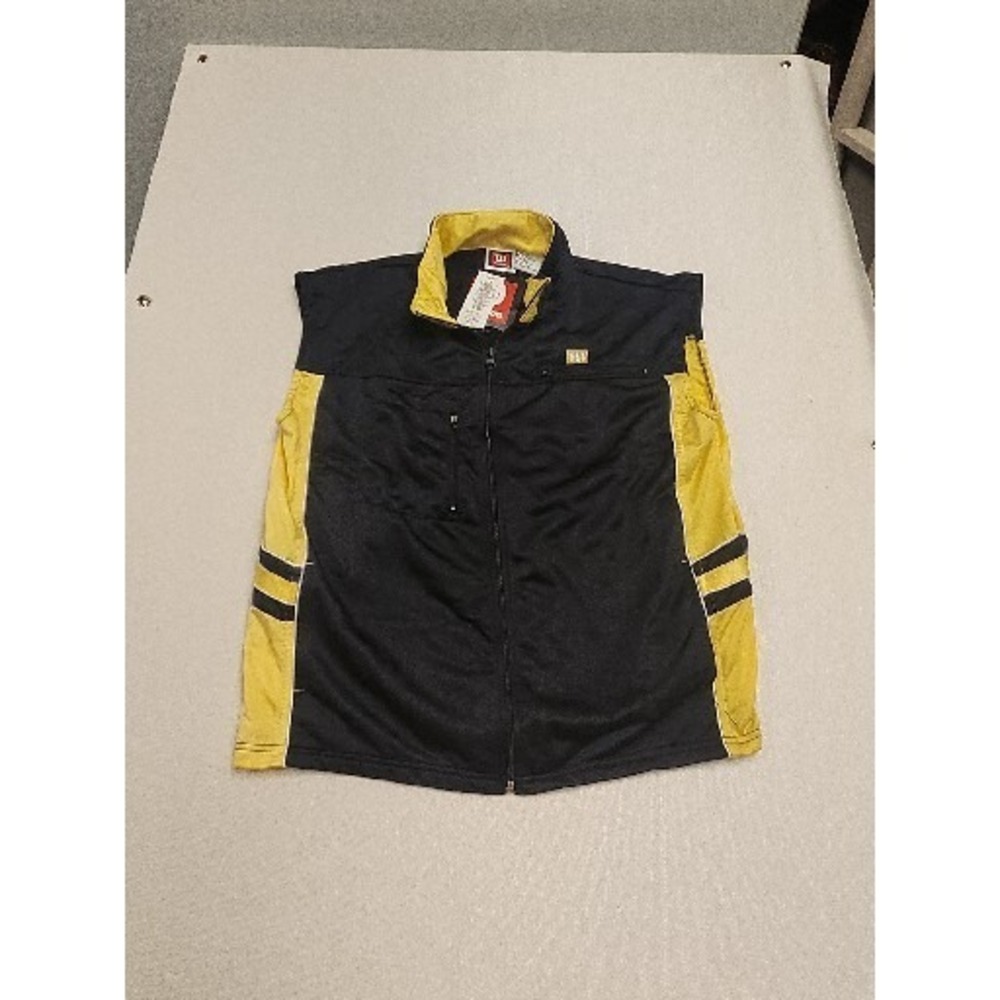 Vintage Wilson Black Yellow Snap Button Back Sport Vest Youth Kids XL 18/20 New